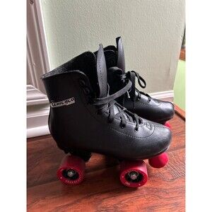 CHICAGO SKATES Boy's Classic Roller Skates Premium Black Quad Rink Skates Size 4